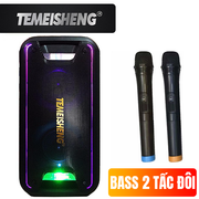 Loa kéo Temeisheng 502 Bass 2 tấc đôi - Tặng kèm 2 micro không dây