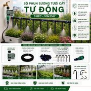Bộ Phun Sương Tưới Cây Tự Động 5 Béc Uốn Cong (Dây 10m) - Có Timer Hẹn Giờ Màn Hình LCD