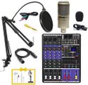 Combo bộ mic thu âm livestream PC-K200 kết hợp Mixer M4 plus TẶNG Tai nghe và Giá đỡ điện thoại