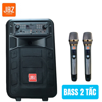 Loa kẹo kéo di động JBZ 0809 - Bass 2 tấc tặng 2 micro không dây