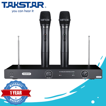 Micro karaoke không dây Takstar TS 6720 - Trọn bộ đi kèm 2 mic và đầu thu (Black)