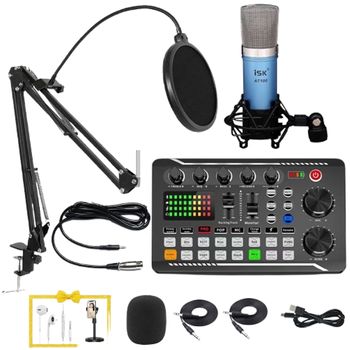 Bộ micro livestream ISK AT100 cùng soundcar F998 pro
