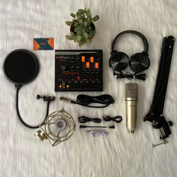 Combo Micro thu âm livestream Max-79 cùng Soundcard V11