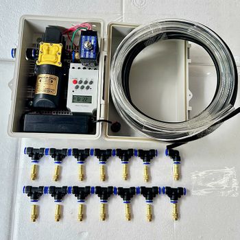 Combo phun sương tưới cây tự động 15 béc có tủ điện dùng timer ( tủ điên  van từ timer)