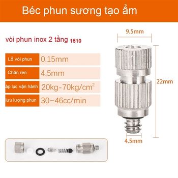 Béc phun sương cao áp số 1 TW1510 inox 2 tầng