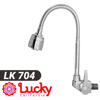 Vòi rửa bát tăng áp LK 704 Inox Lucky - Chính hãng bảo hành 24 tháng