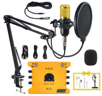 Bộ mic karaoke livestream trực tuyến giá rẻ chất lượng cao soundcard K10  mic BM900