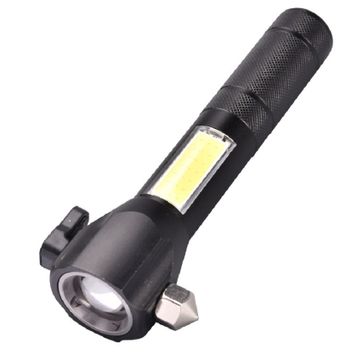 Đèn pin đa năng cầm tay LED COB T6 có búa cứu hộ