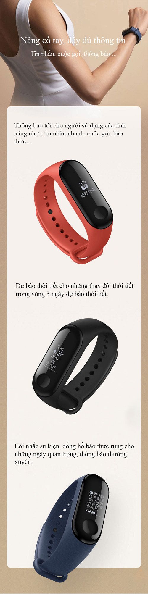 CHÍNH HÃNG Xiaomi Mi band 3 Tiếng Việt - Tặng kèm dán cường lực