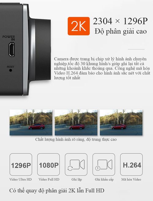 Camera hành trình Xiaomi 2K Yi car DVR 1296p Yi Dash