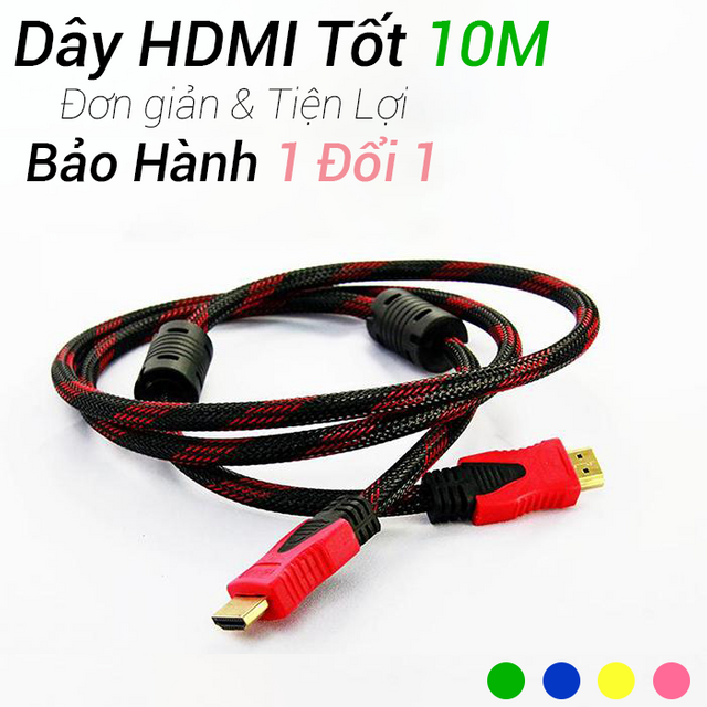 Dây cáp HDMI to HDMI 10 mét dây dù chống đứt Normal
