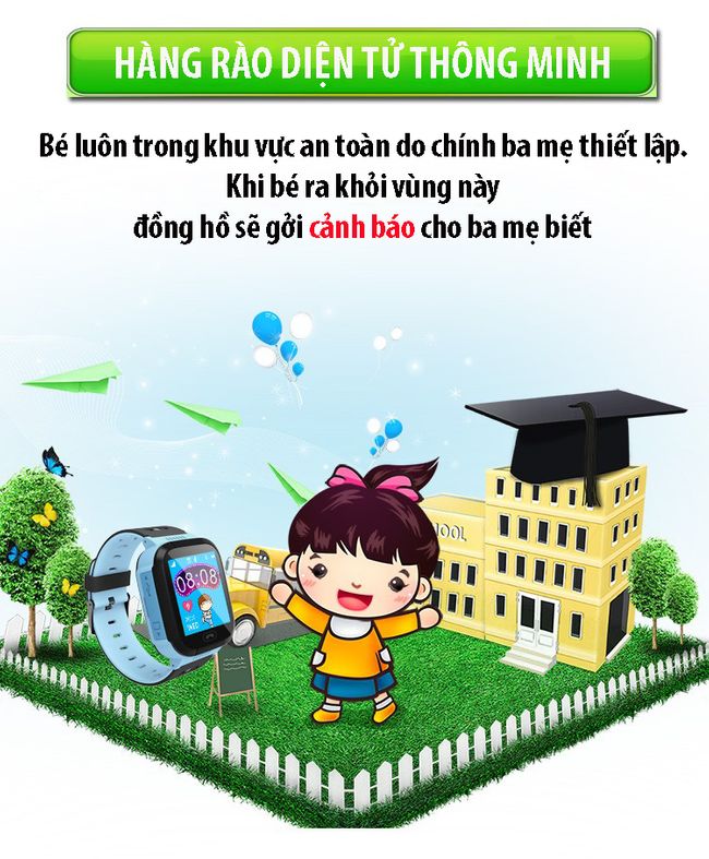 Đồng hồ định vị trẻ em E5 GPS (Hỗ trợ tiếng Việt) - Hot 2019 (Xanh)