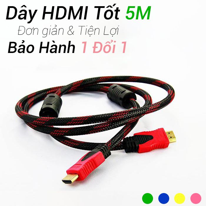 Dây cáp HDMI to HDMI 5 mét dây dù chống đứt Normal
