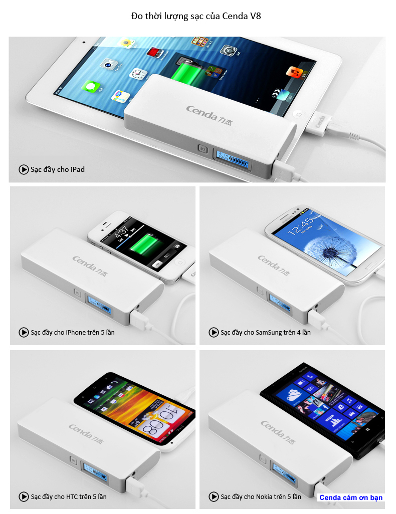 Pin sạc dự phòng Cenda V8 10000mAh