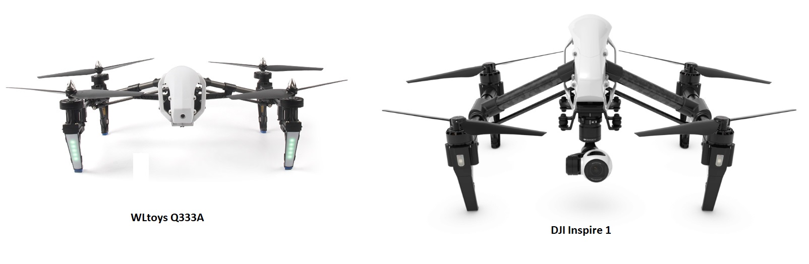 flycam WLtoys Q333A và DJI Inspire 1