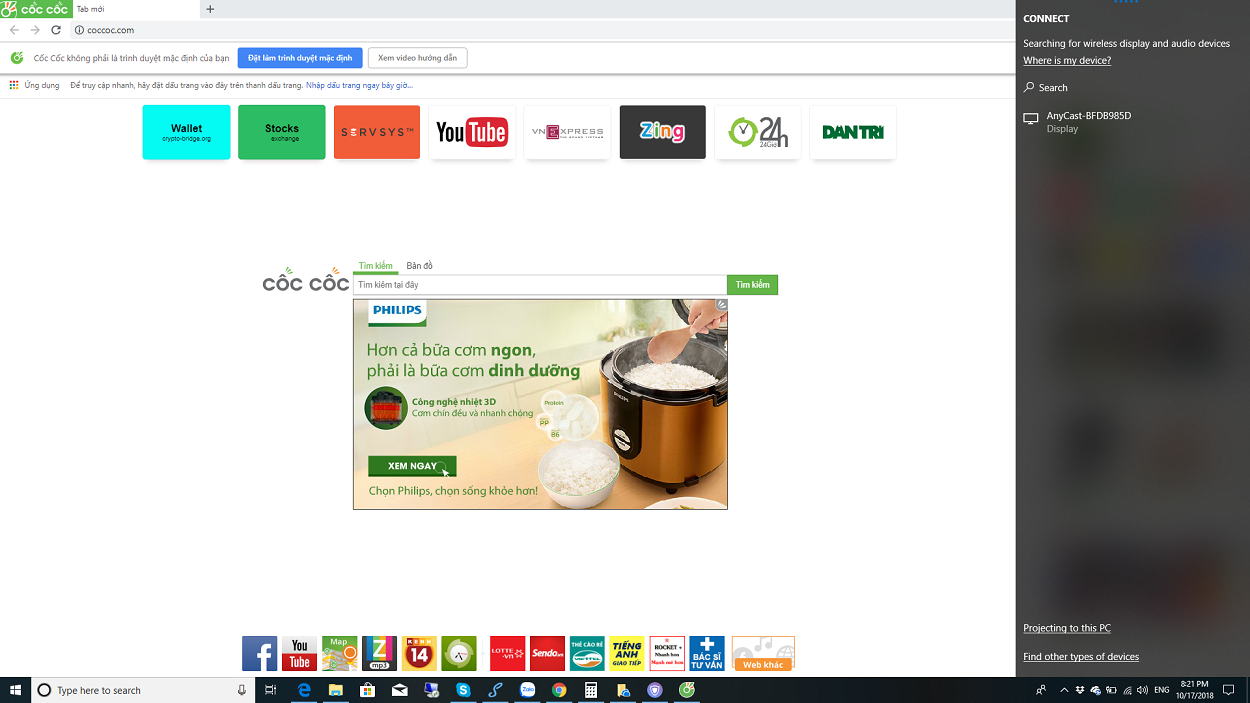 nhấn kết nối từ máy tính đợi kết nối với m2plus