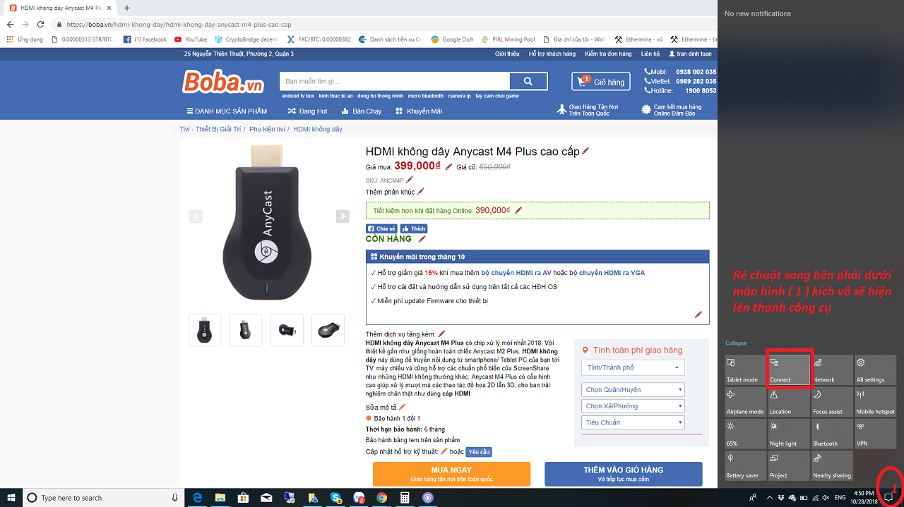 HDMI không dây m4 plus kết nối với laptop