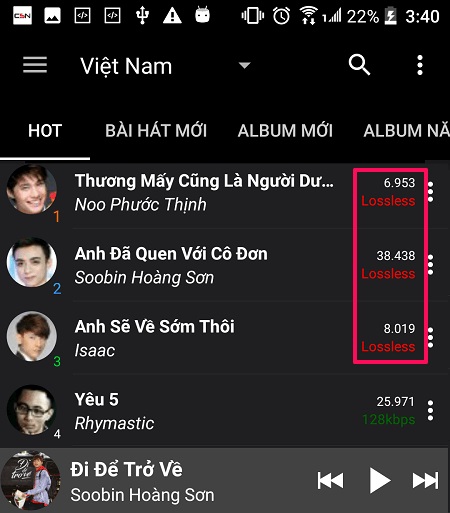 Tải nhạc Lossless miễn phí trên Android - Nghe nhạc chất lượng cao cực đã