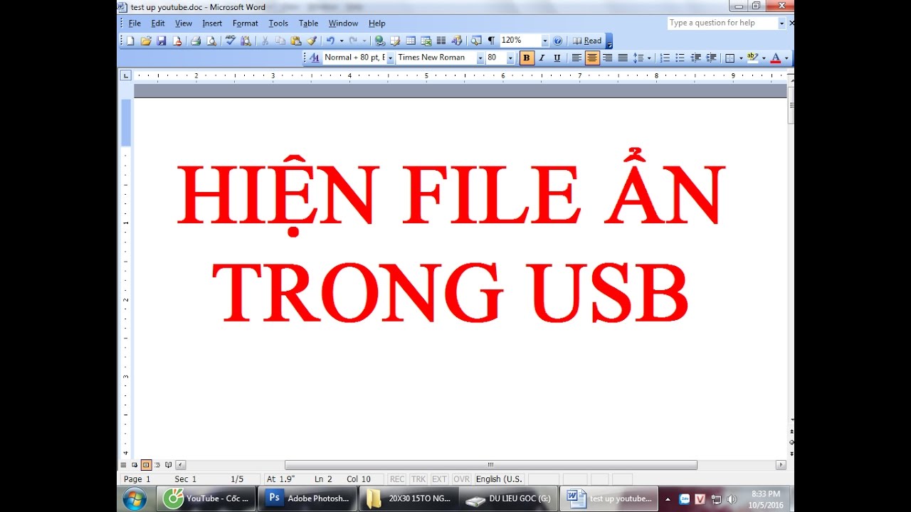 Cách hiện file ẩn trong USB