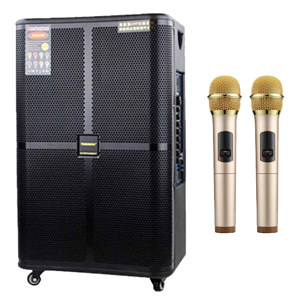 Loa kéo 5 tấc Temeisheng GD 15-20 tặng 2 micro không dây vàng chống nhiễu