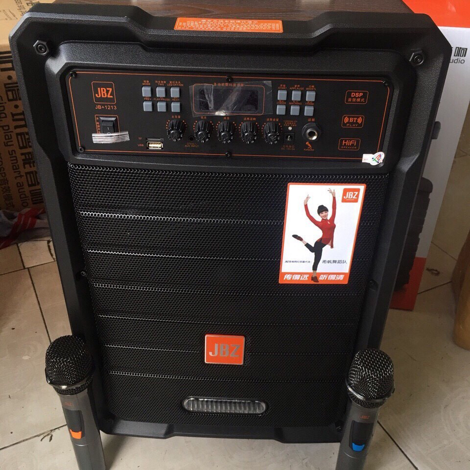 Loa kéo di động JBZ 1213 chính hãng - 3 tấc kèm 2 micro không dây