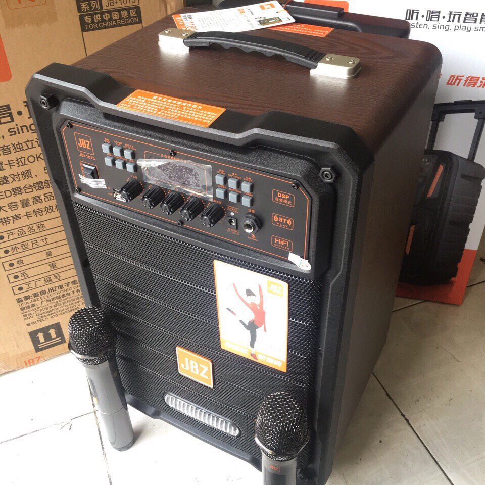 Loa kéo di động JBZ 1213 chính hãng - 3 tấc kèm 2 micro không dây