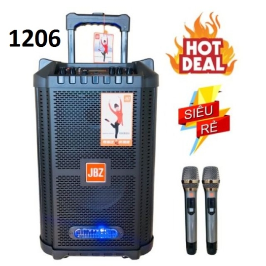 Loa kẹo kéo JBZ 1206 - Bass 4 tấc giá rẻ tặng kèm 2 micro