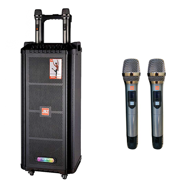 Loa kẹo kéo xách tay JBZ 0807 2 tấc đôi tặng kèm 2 mic không dây