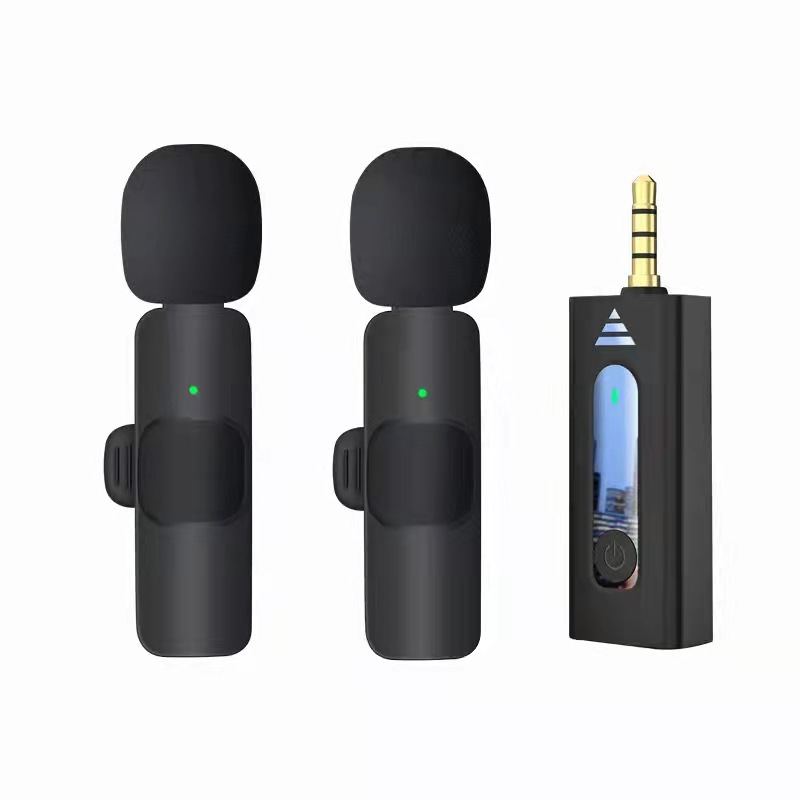 Bộ 2 Mic thu âm cài áo không dây K35 dùng cho máy ảnh loa điện thoại cổng 3.5mm