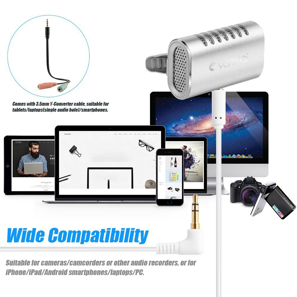 Mic thu âm cho điện thoại Lavalier Microphone Yanmai chính hãng