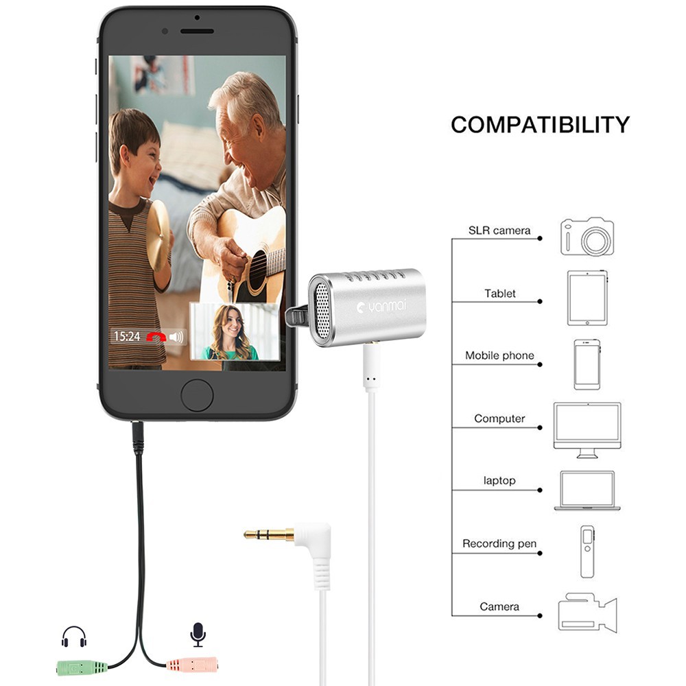 Mic thu âm cho điện thoại Lavalier Microphone Yanmai chính hãng