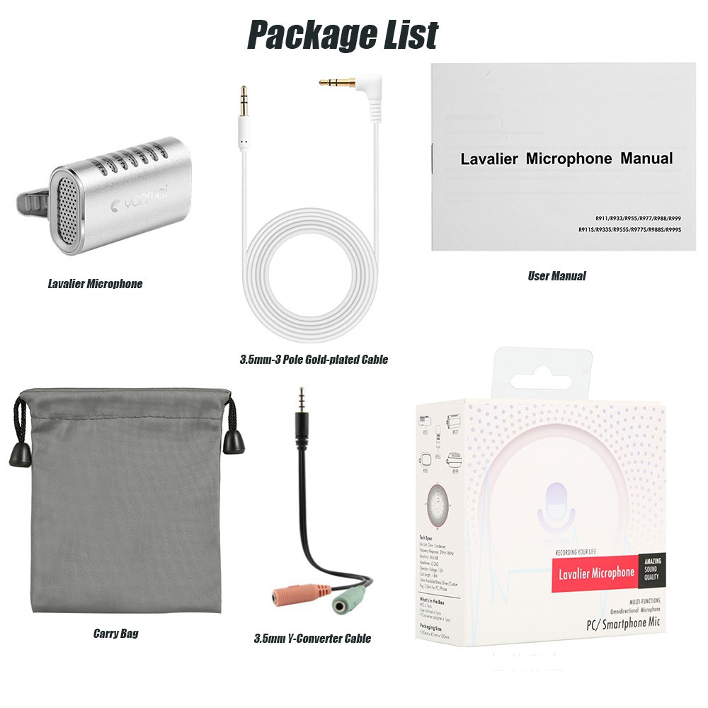 Mic thu âm cho điện thoại Lavalier Microphone Yanmai chính hãng