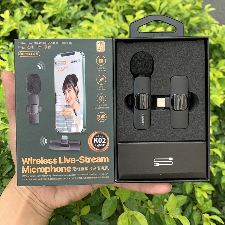 Micro thu âm không dây K9 khử tiếng ồn để livetream ghi âm phát trực tiếp quay video cổng Type-C