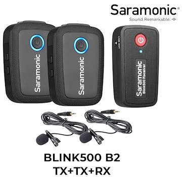 Micro Thu Âm Không Dây Saramonic BLINK 500 B2 Hỗ Trợ 2 Mic