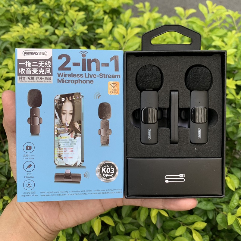 Bộ 2 Mic cài áo k9 không dây dùng cho điện thoại android cổng TypeC