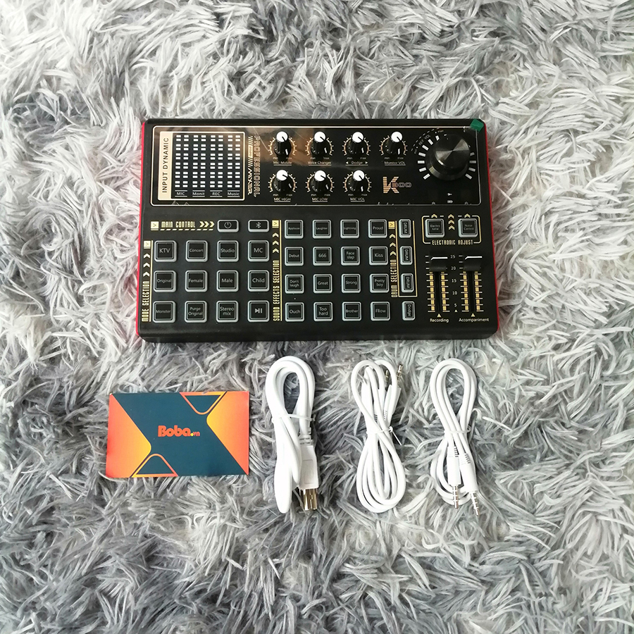 Combo Mic thu âm AT-249 và Soundcard K300 Tặng tai nghe và giá đỡ cho điện thoại