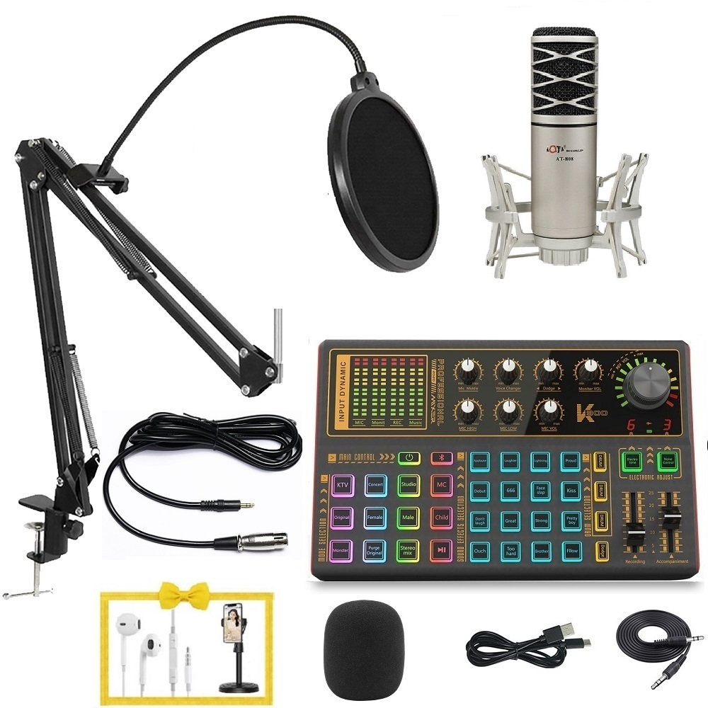 bộ mic hát livestream tốt nhất Combo Mic thu âm AT-808 và Soundcard K300