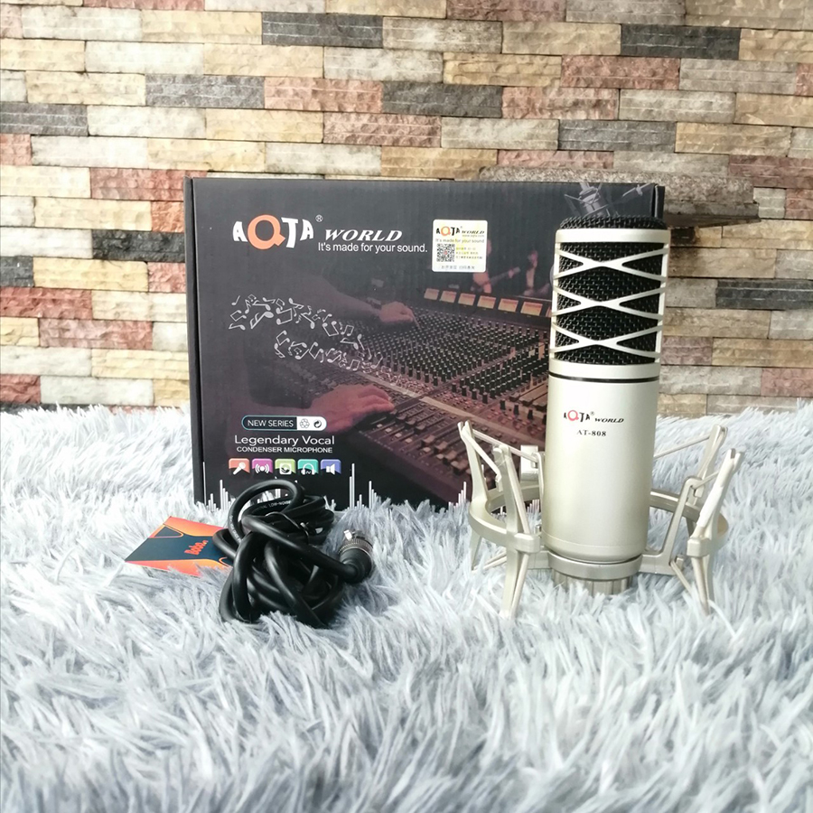 Bộ mic thu âm AT-808 và Soundcard K300 Tặng tai nghe và giá đỡ livestream cho điện thoại