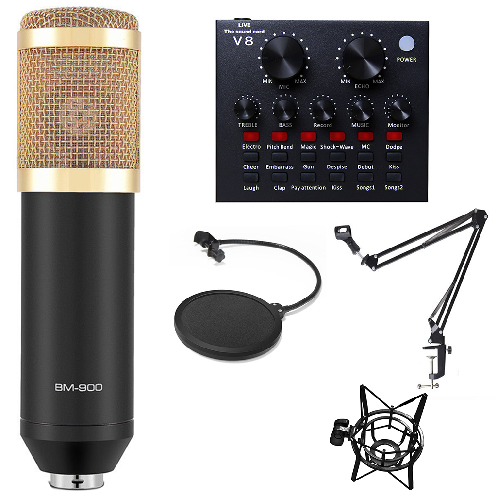 Combo hát live stream BM900 cùng Soundcard V8