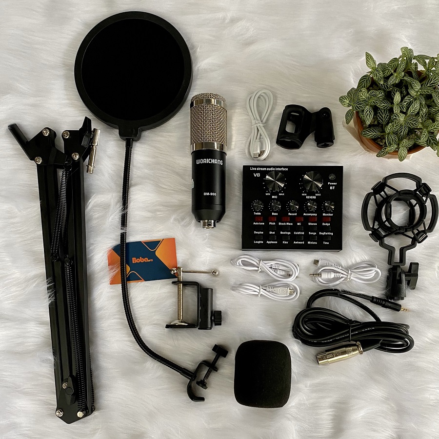 Combo hát live stream BM900 cùng Soundcard V8