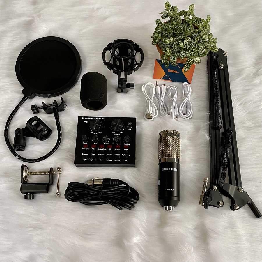 Combo hát live stream BM900 cùng Soundcard V8