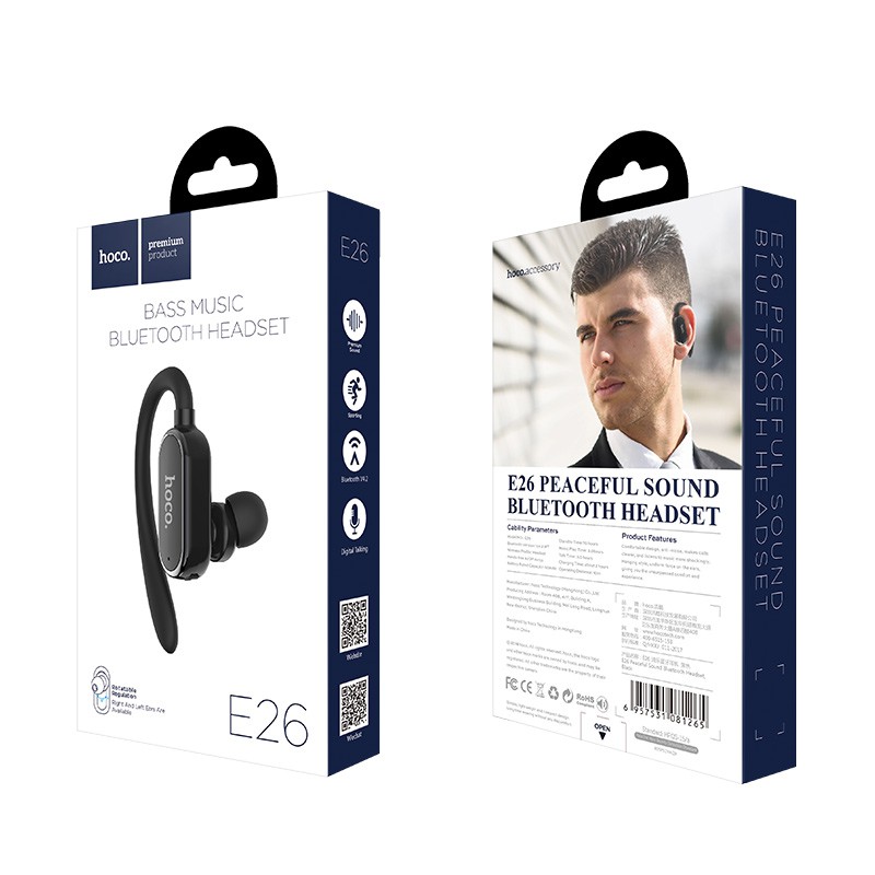 Tai nghe bluetooth Hoco E26 chính hãng - Thiết kế móc vành tai