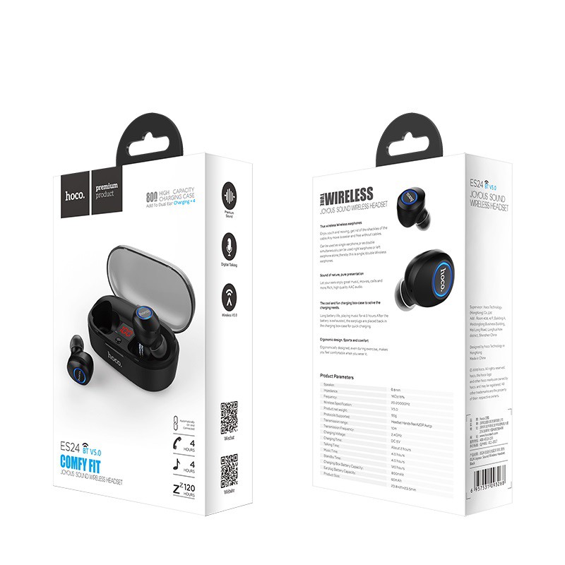 Tai nghe True Wireless - ES24 Joyous Sound V5.0 - Có led báo RGB siêu đẹp