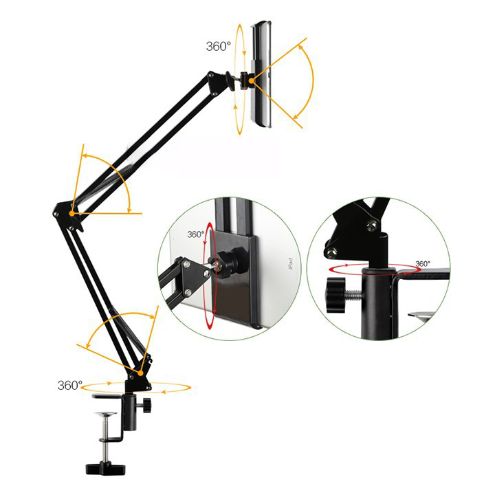 Chân kẹp bàn gắn ipad hoặc điện thoại Livestream N46