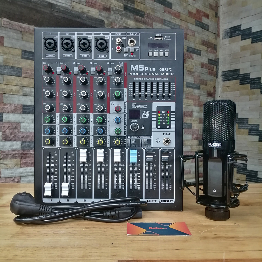 Bộ mic thu âm PC-K850 và Mixer M5 Plus