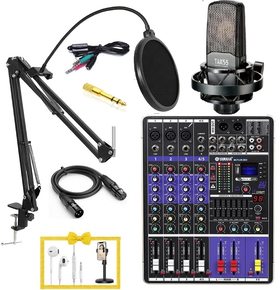 Combo mic thu âm Tasktar Tak 55 và Mixer M4 Yamaha cao cấp chính hãng