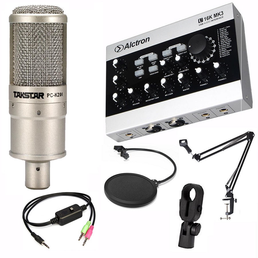 Bộ micro chuyên nghiệp phòng thu PC K200 Alctron U16K MK3 Phụ kiện chân màn kẹp Full