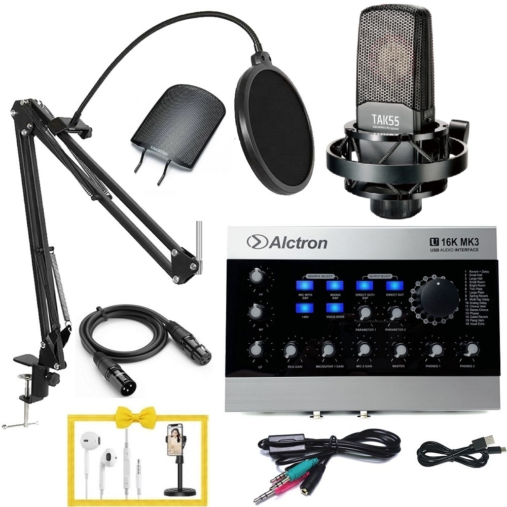 Bộ micro chuyên nghiệp phòng thu Takstar TAK55  Alctron U16K MK3 Phụ kiện chân màn kẹp