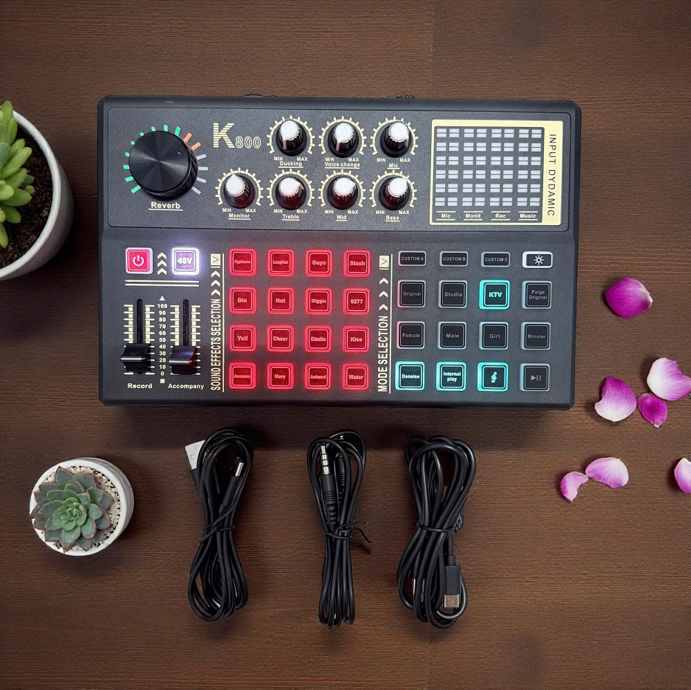 Bộ Micro Thu Âm Livestream Soundcard K800 & Mic U87 - Phòng Thu Chuyên Nghiệp | Giá Rẻ