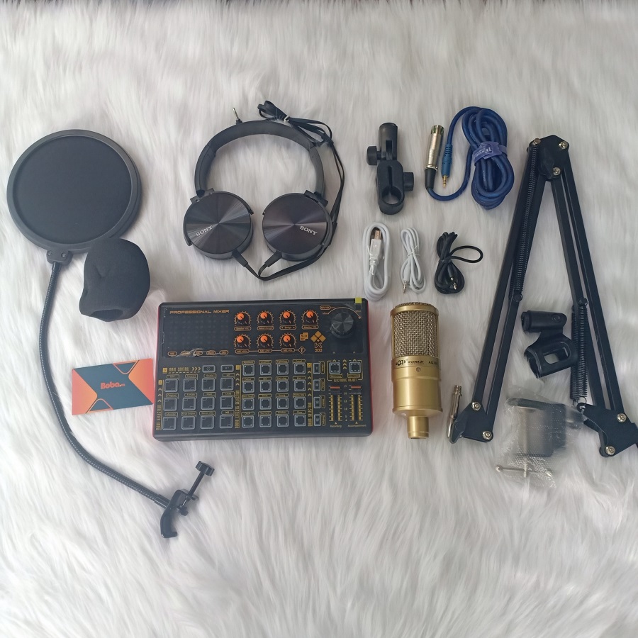 Bộ Mic Hát Livestream Sound Card K300 & Mic AQTA 220 âm Thanh Cực Hay dễ dàng lắp đặt